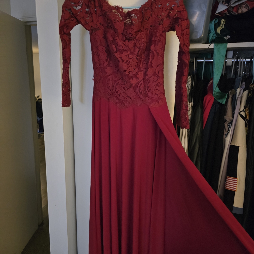 Abyss By Abby Bold Red Long Sleeve Dress - Picture 2 of 3